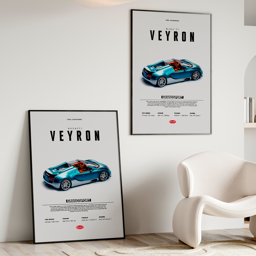 Bugatti Veyron poster for printing