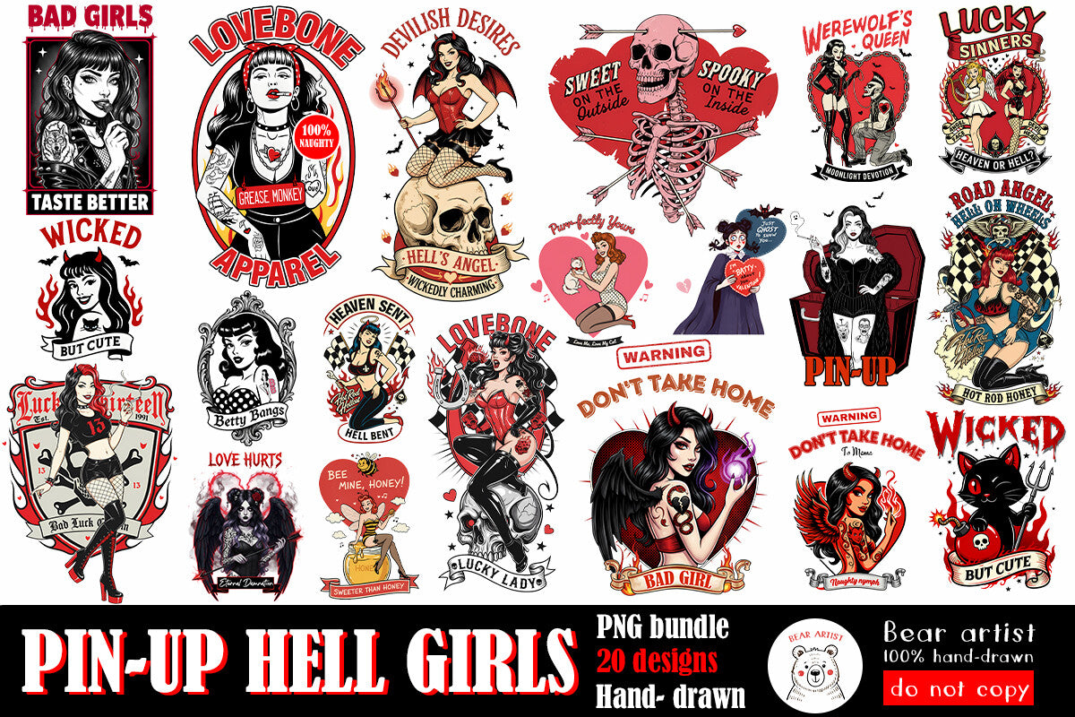 Pinup Grease Monkey, Sublimation PNG Bundle