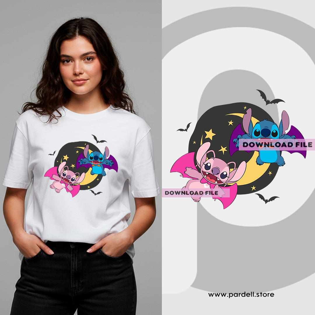 👻Halloween t-shirt design illustration stitch - template png