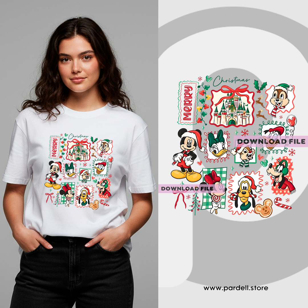 🎄 Happy Christmass cartoon illustration mickey - template png