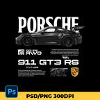 Template Porsche 911 GT3 RS 2025 t-shirt design