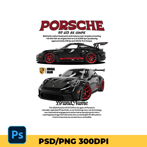 Template Porsche 911 GT3 RS t-shirt design