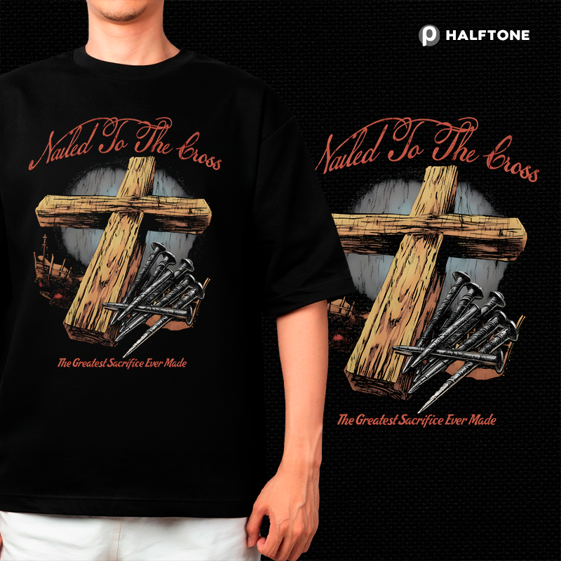 Halftone - The Cross Jesus t-shirt design