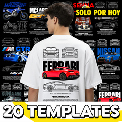 20 CAR / MOTORCYCLES TEMPLATES DTF FOR T-SHIRTS