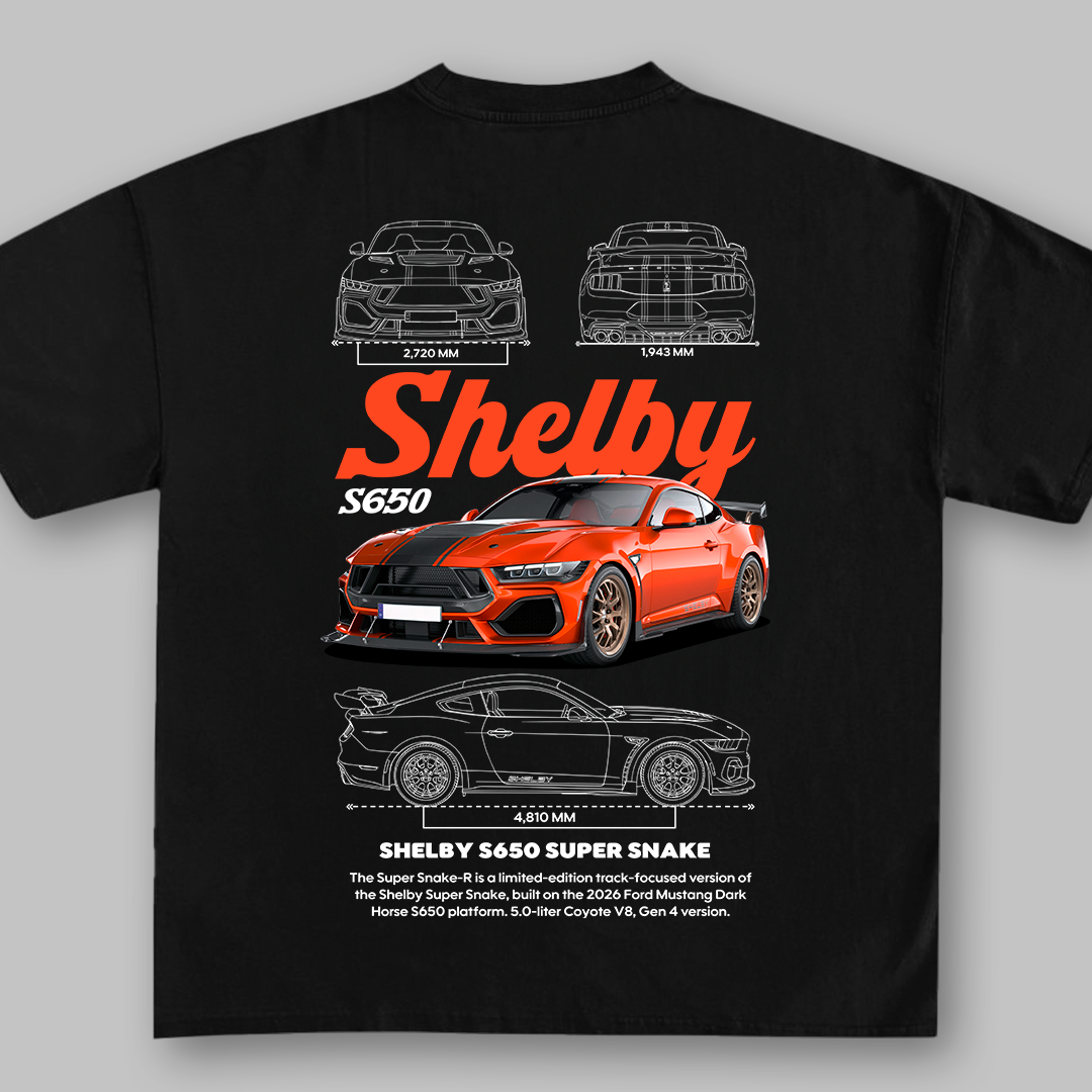 Shelby S650 Super Snake 2026 blueprint t-shirt design