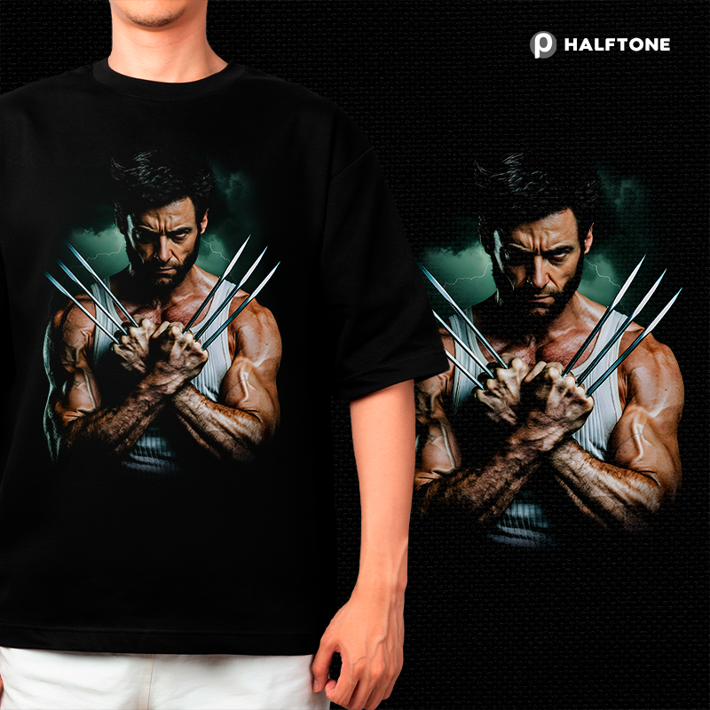 Halftone - Wolf-man t-shirt design