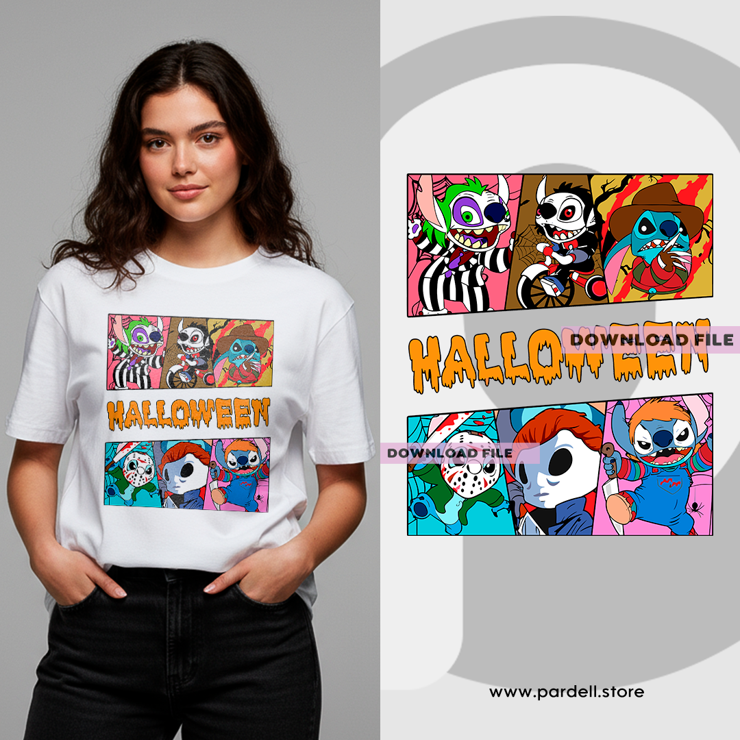 👻Halloween illustration design stitch - template