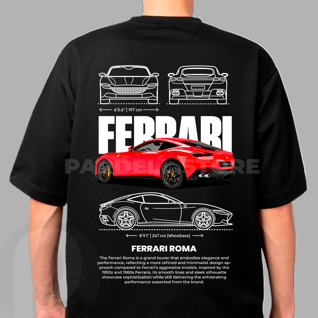 Red car Roma - t-shirt design png