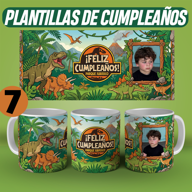 Plantillas de cumpleaños para tazas Jurassic park