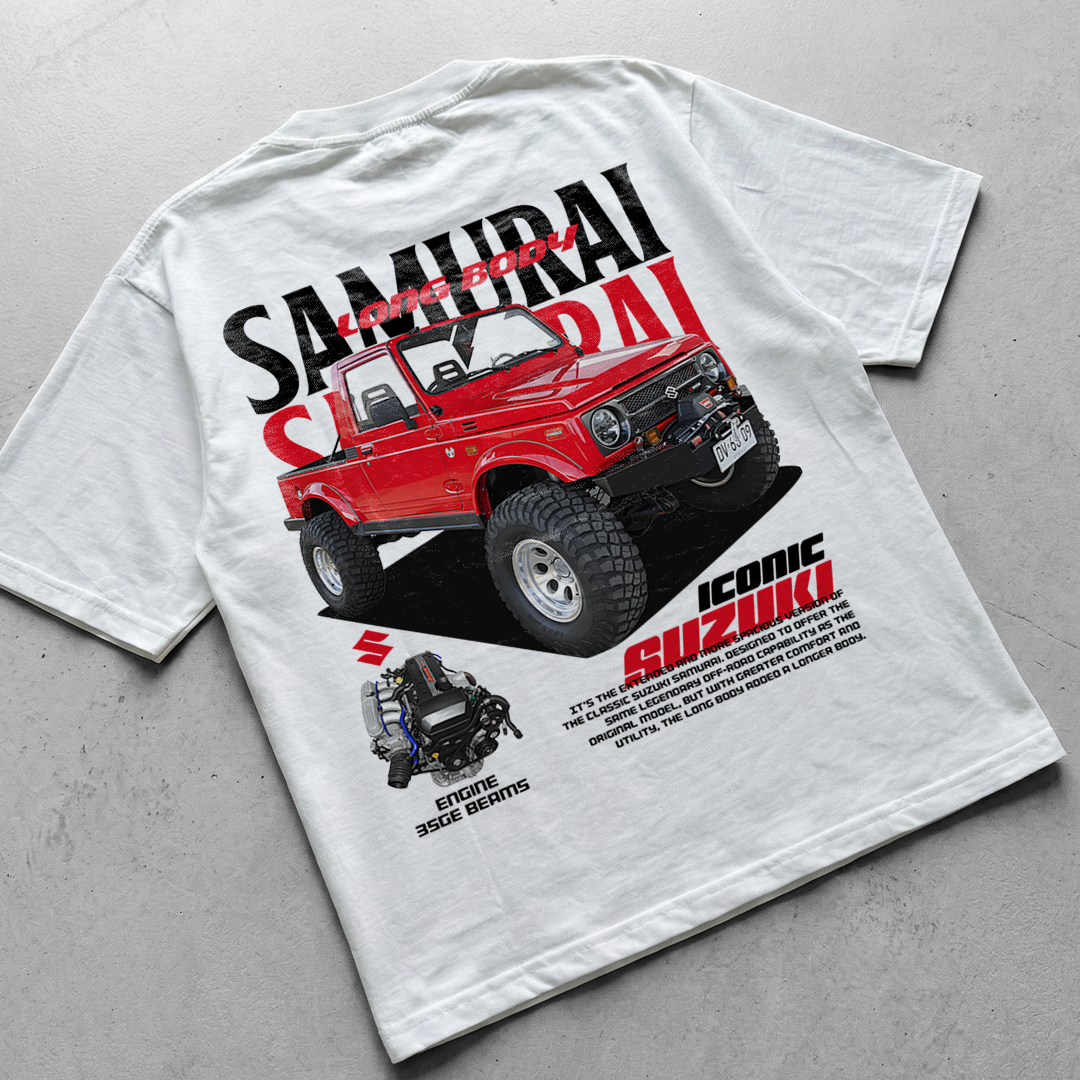 Template car t-shirt design S. Samurai Red