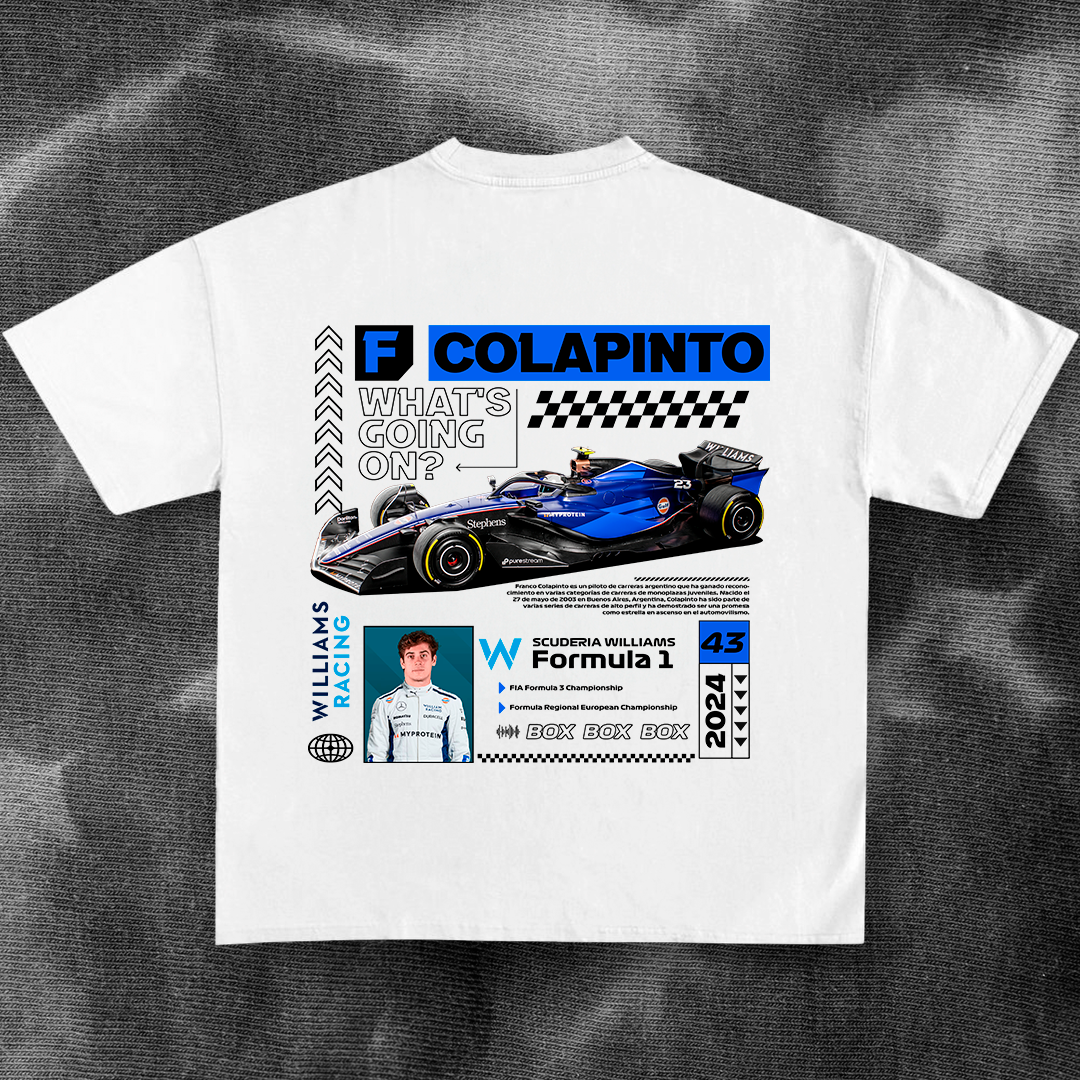 Franco Colapinto Williams Formula 1 - t-shirt design