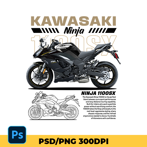 Template design Kawas... - Ninja 1100SX 2026 - t-shirt design
