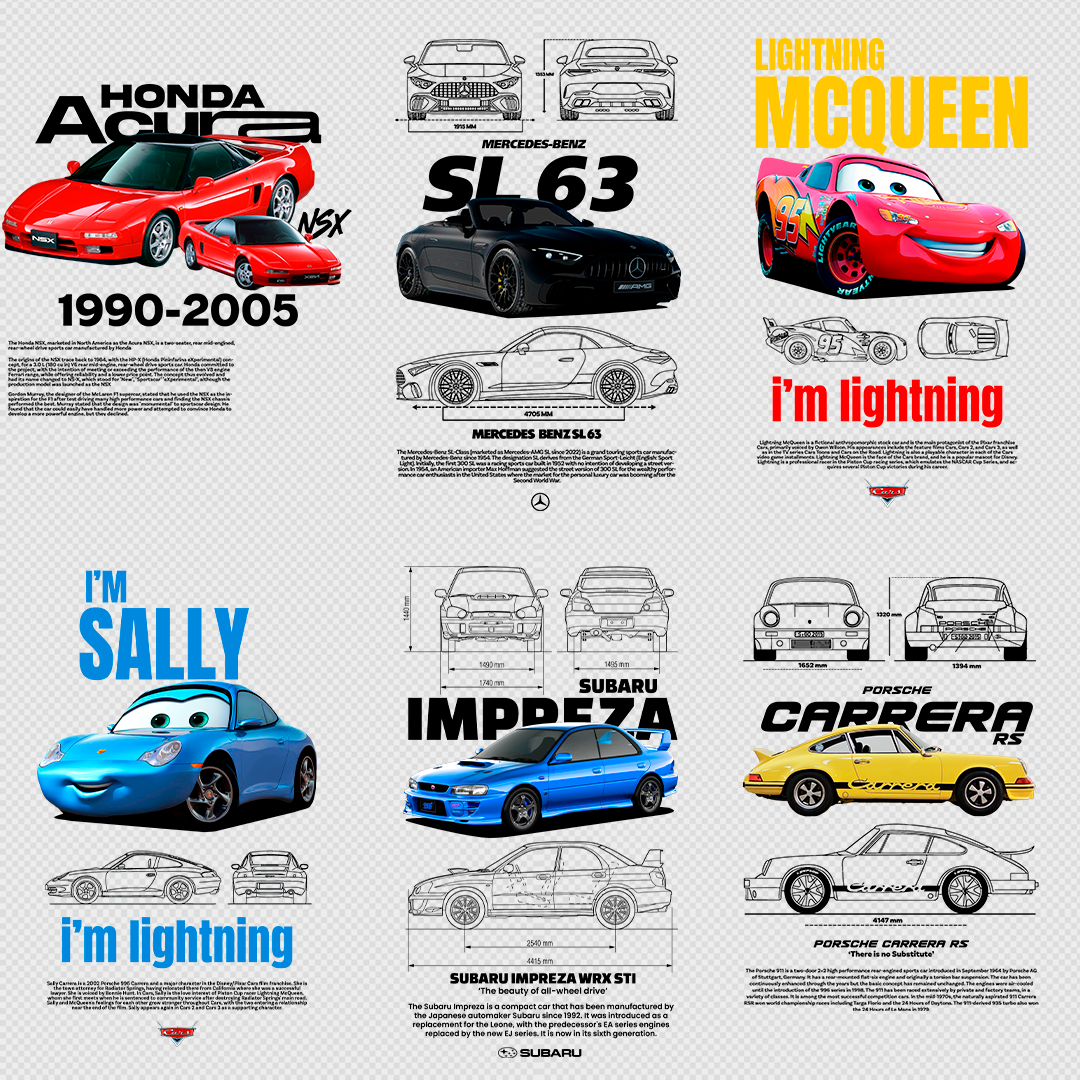 +860 CAR DESIGNS FOR PRINT ON CLOTHING