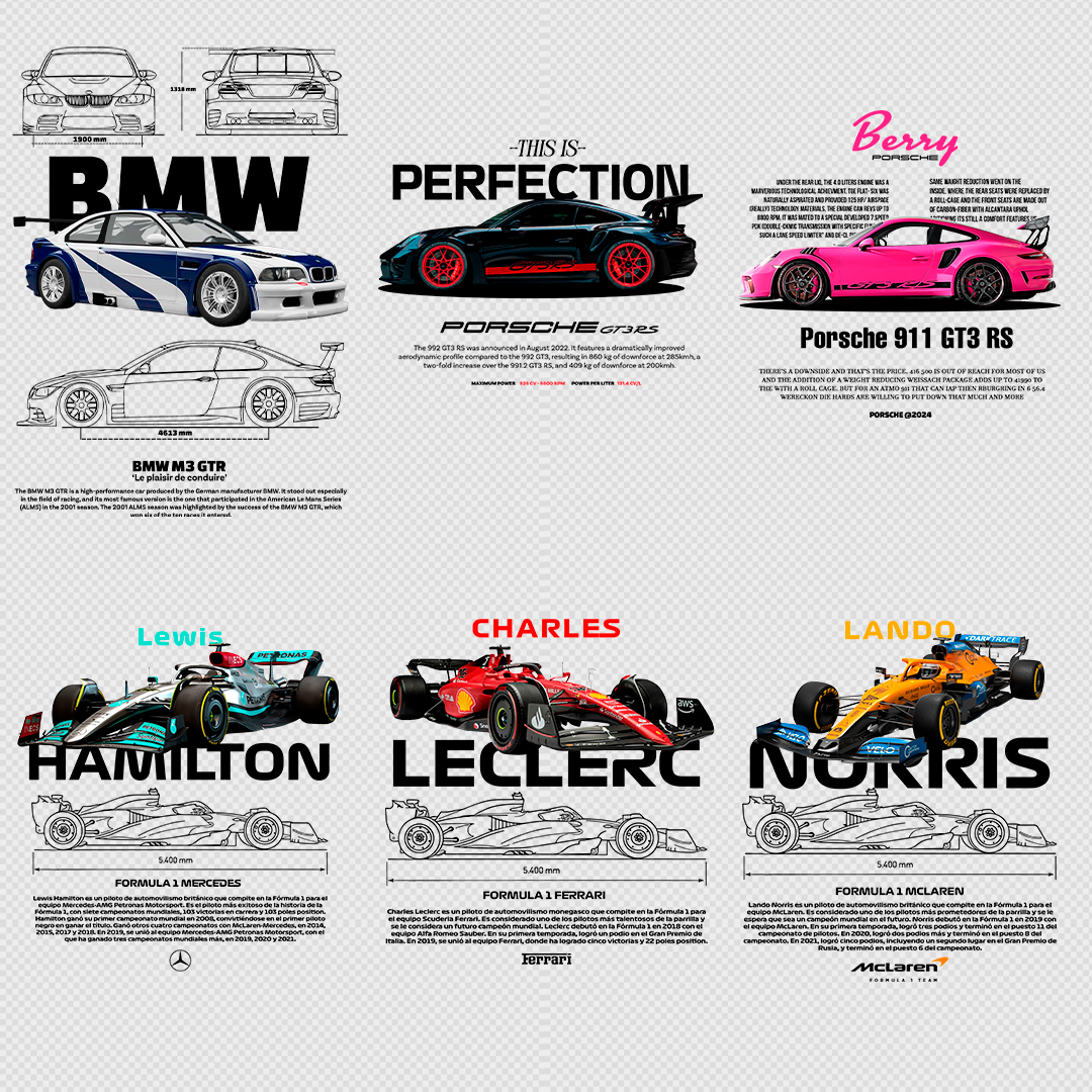 +860 CAR DESIGNS FOR PRINT ON CLOTHING