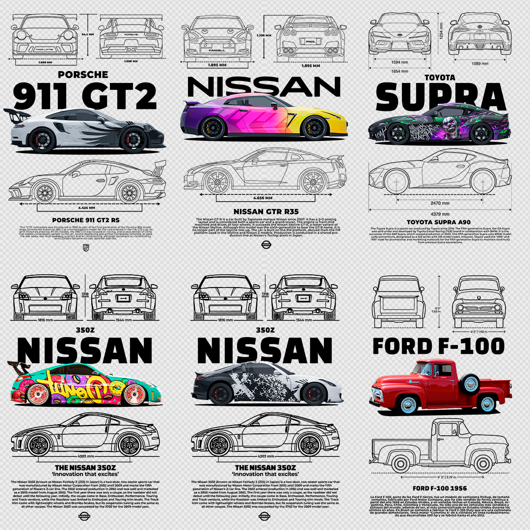 +340 CAR DESIGNS FOR PRINT ON CLOTHING