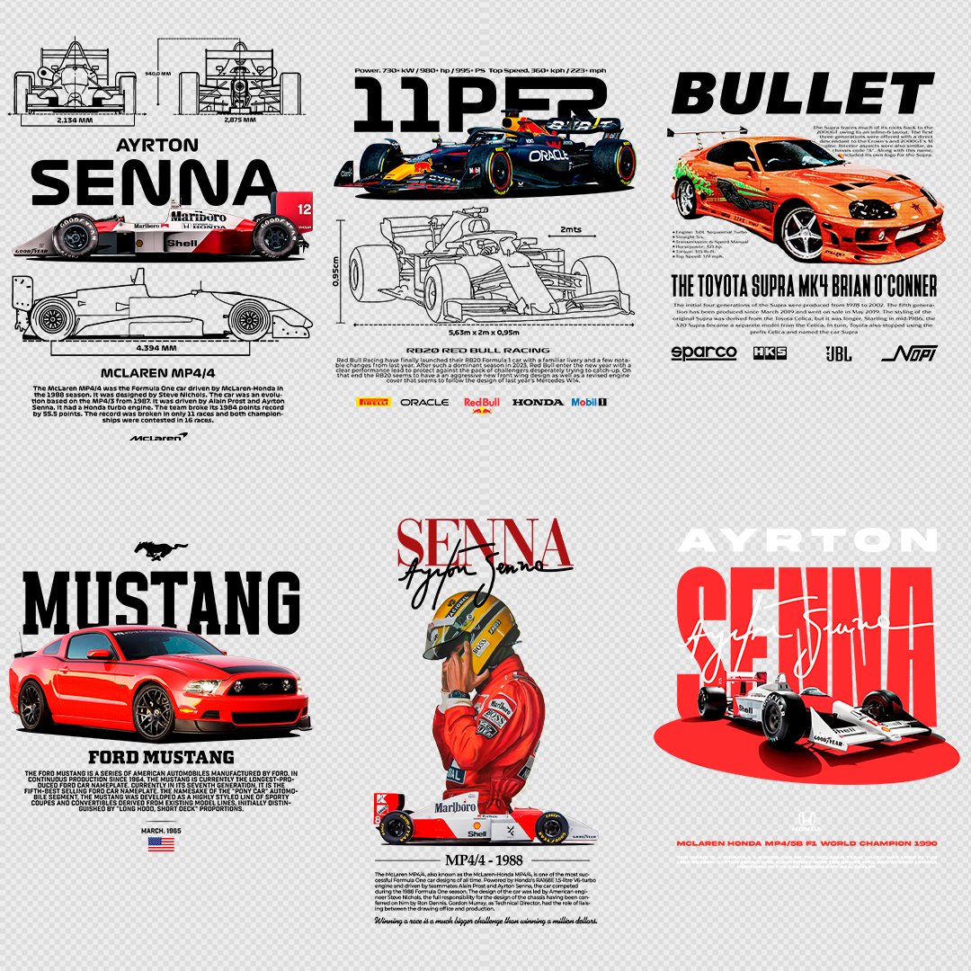 +340 CAR DESIGNS FOR PRINT ON CLOTHING