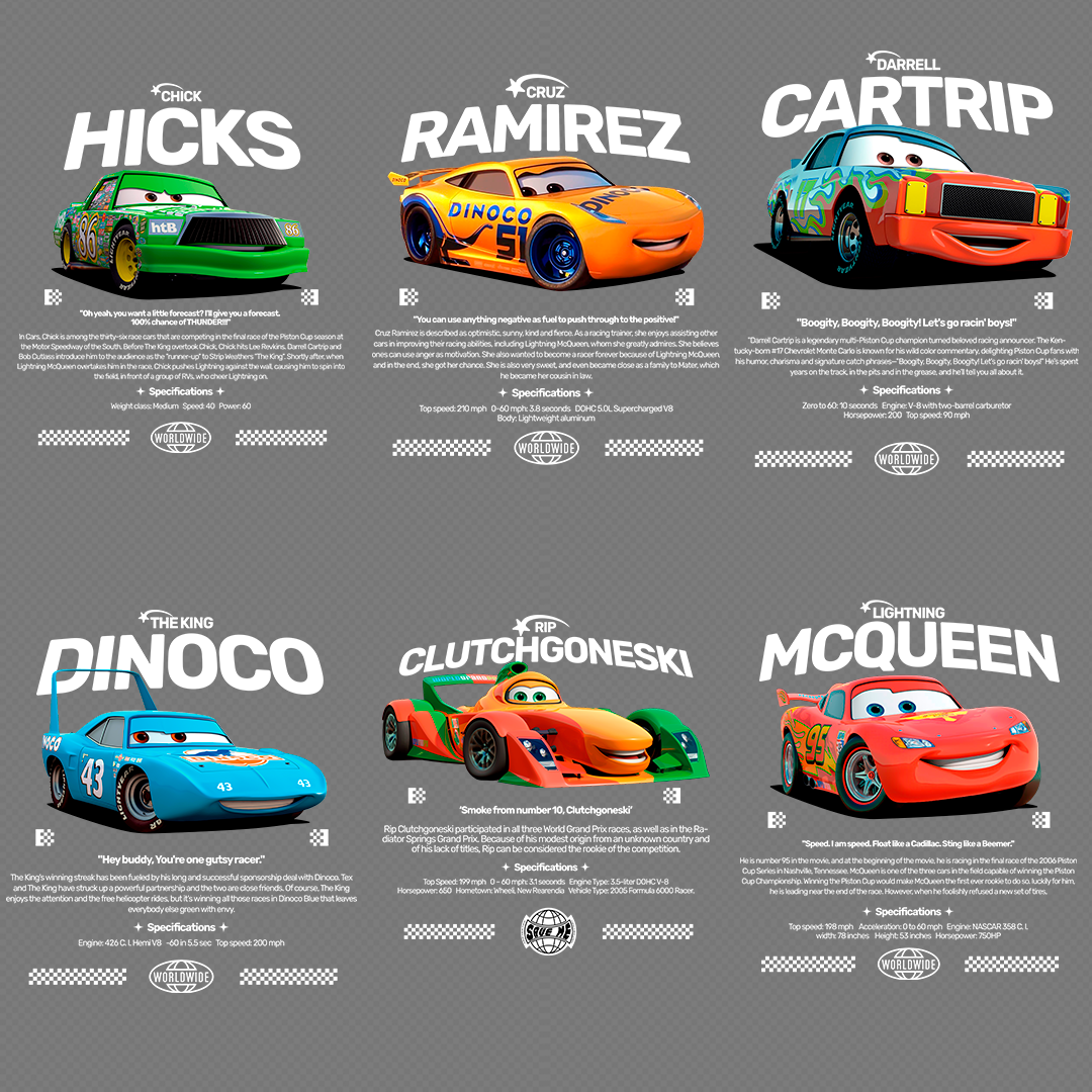 +340 CAR DESIGNS FOR PRINT ON CLOTHING