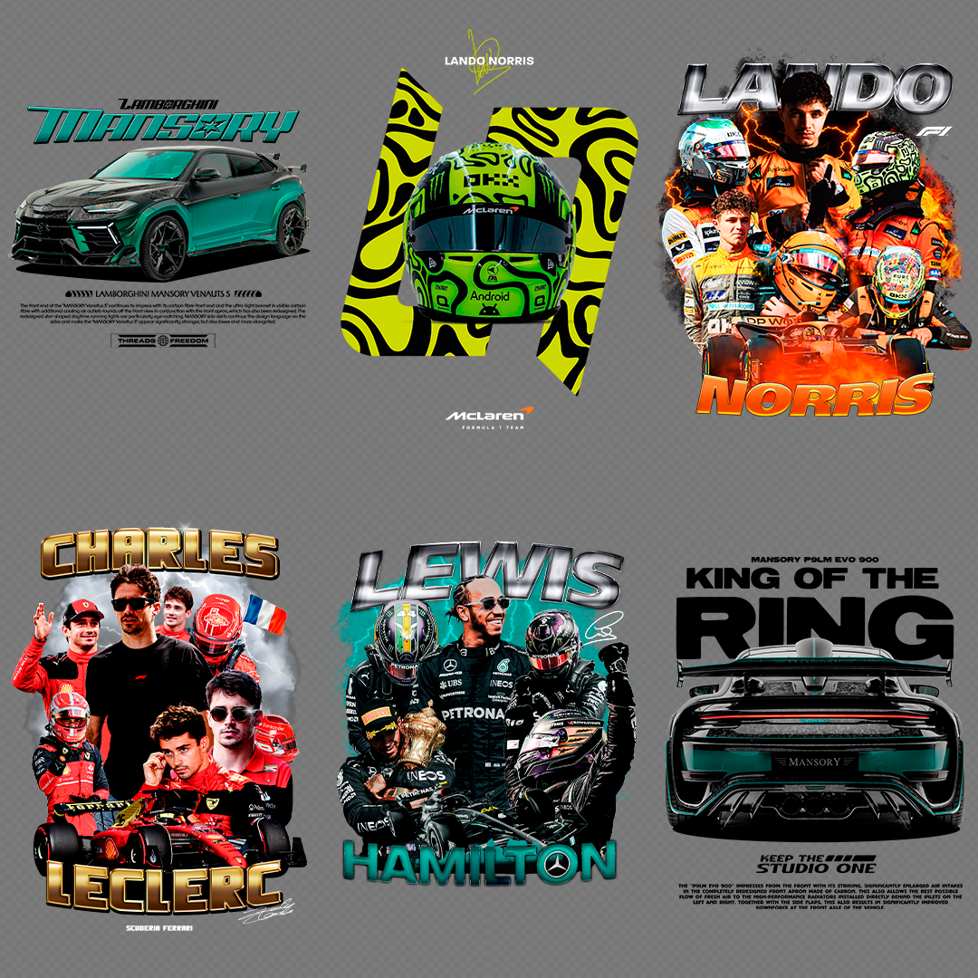 +340 CAR DESIGNS FOR PRINT ON CLOTHING