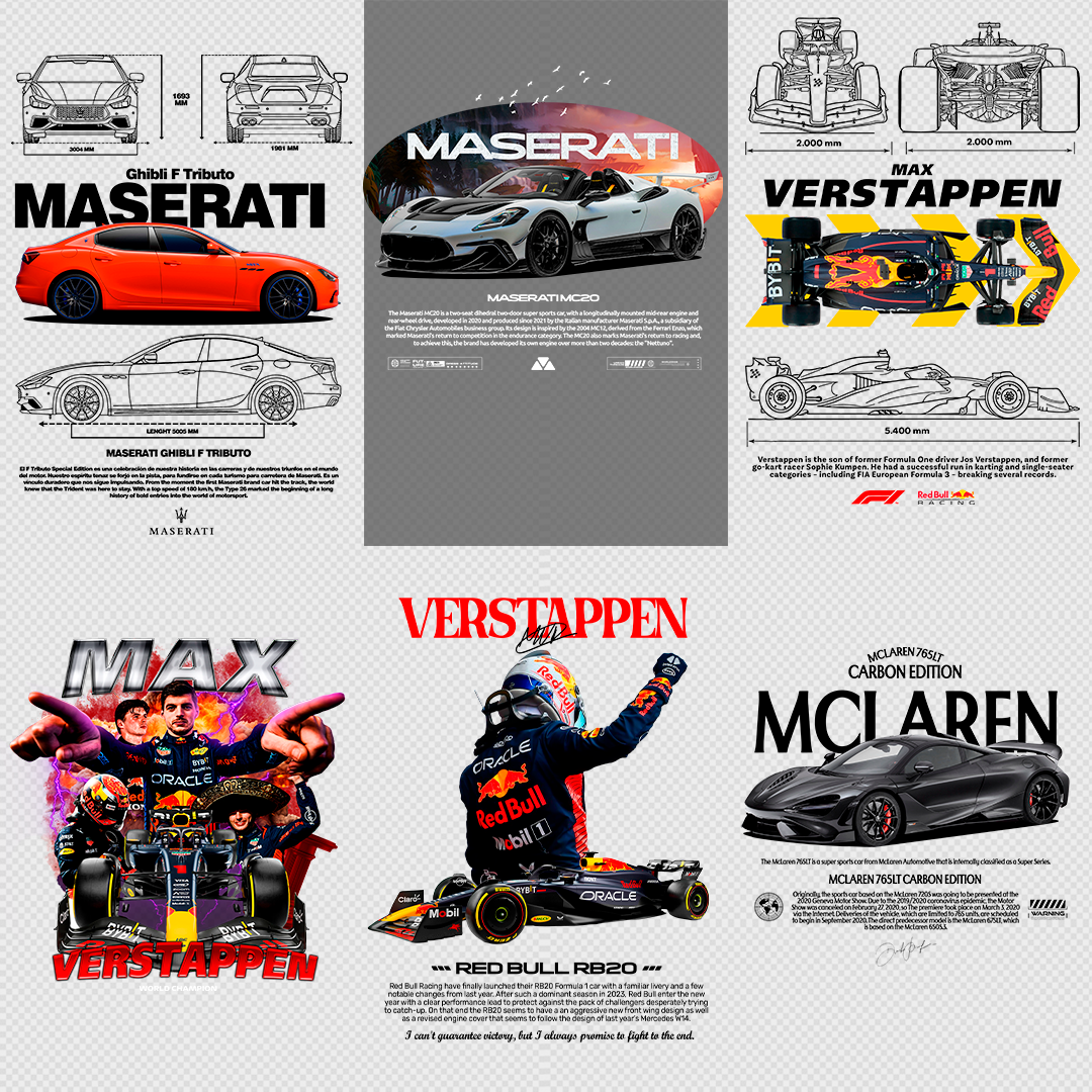 +340 CAR DESIGNS FOR PRINT ON CLOTHING