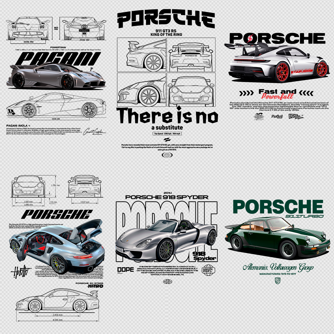 +340 CAR DESIGNS FOR PRINT ON CLOTHING