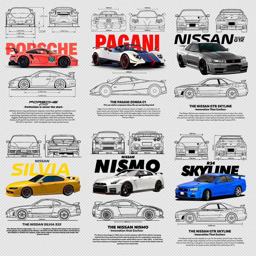 +340 CAR DESIGNS FOR PRINT ON CLOTHING