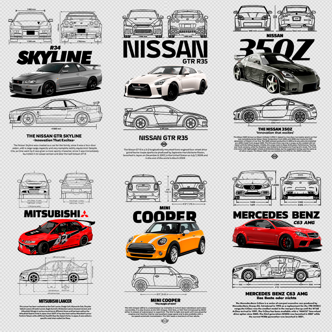 +860 CAR DESIGNS FOR PRINT ON CLOTHING