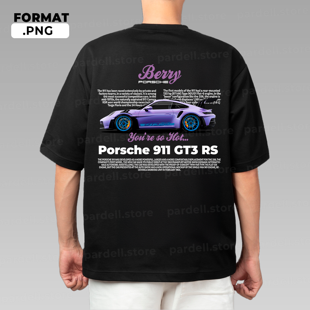 Template Porsche Berry 911 GT3 RS t-shirt design v2