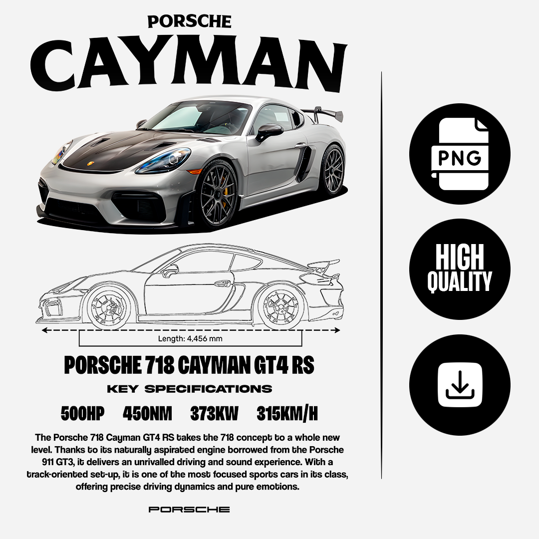 car t-shirt design - porsche cayman