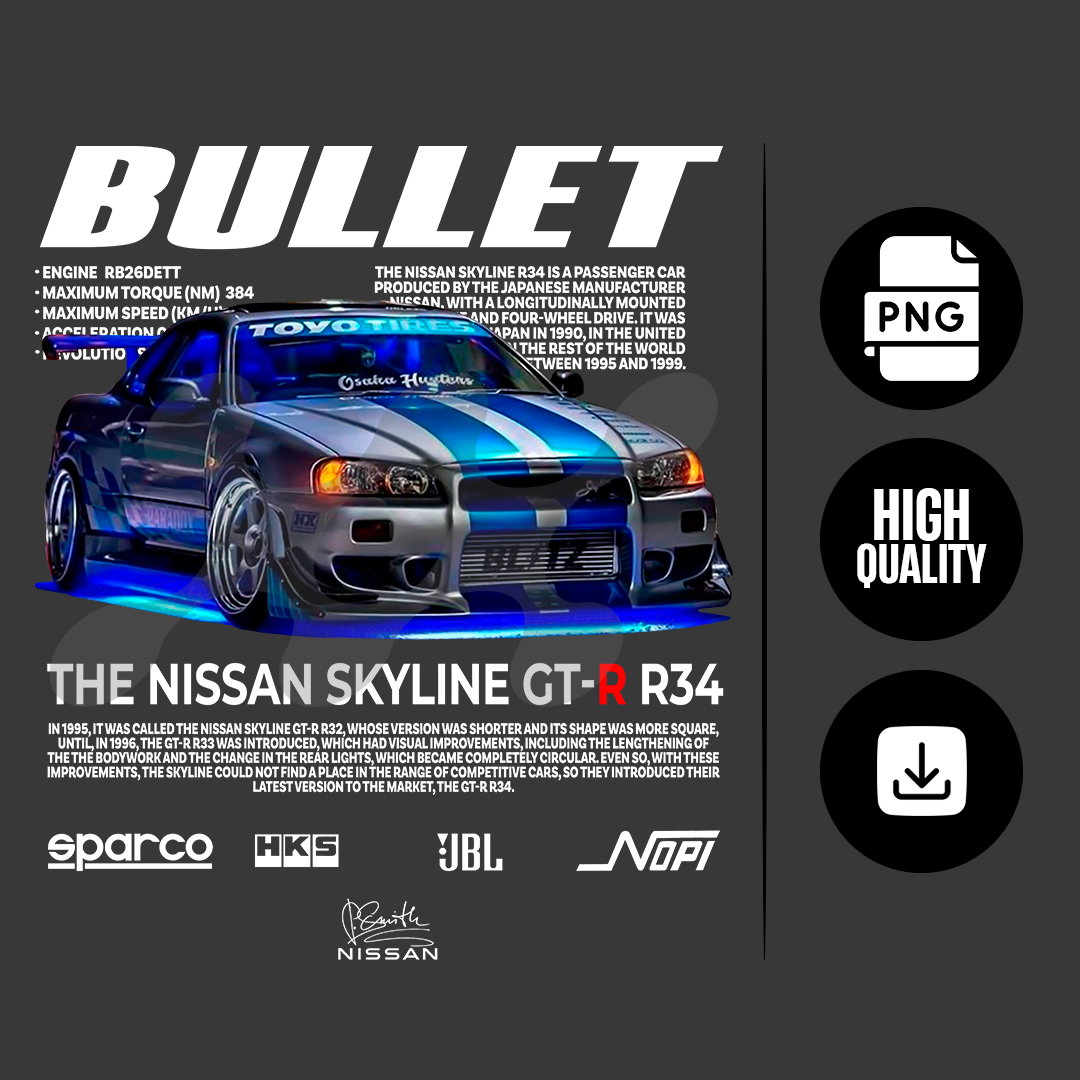 Street racing vibes T-shirt artwork – printable R34