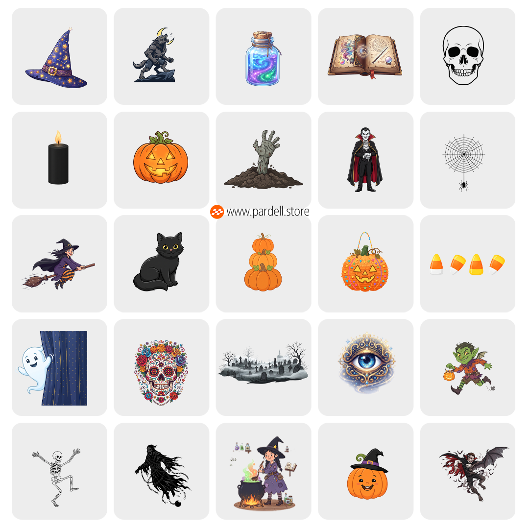 50 Clipart imagenes PNG de Halloween