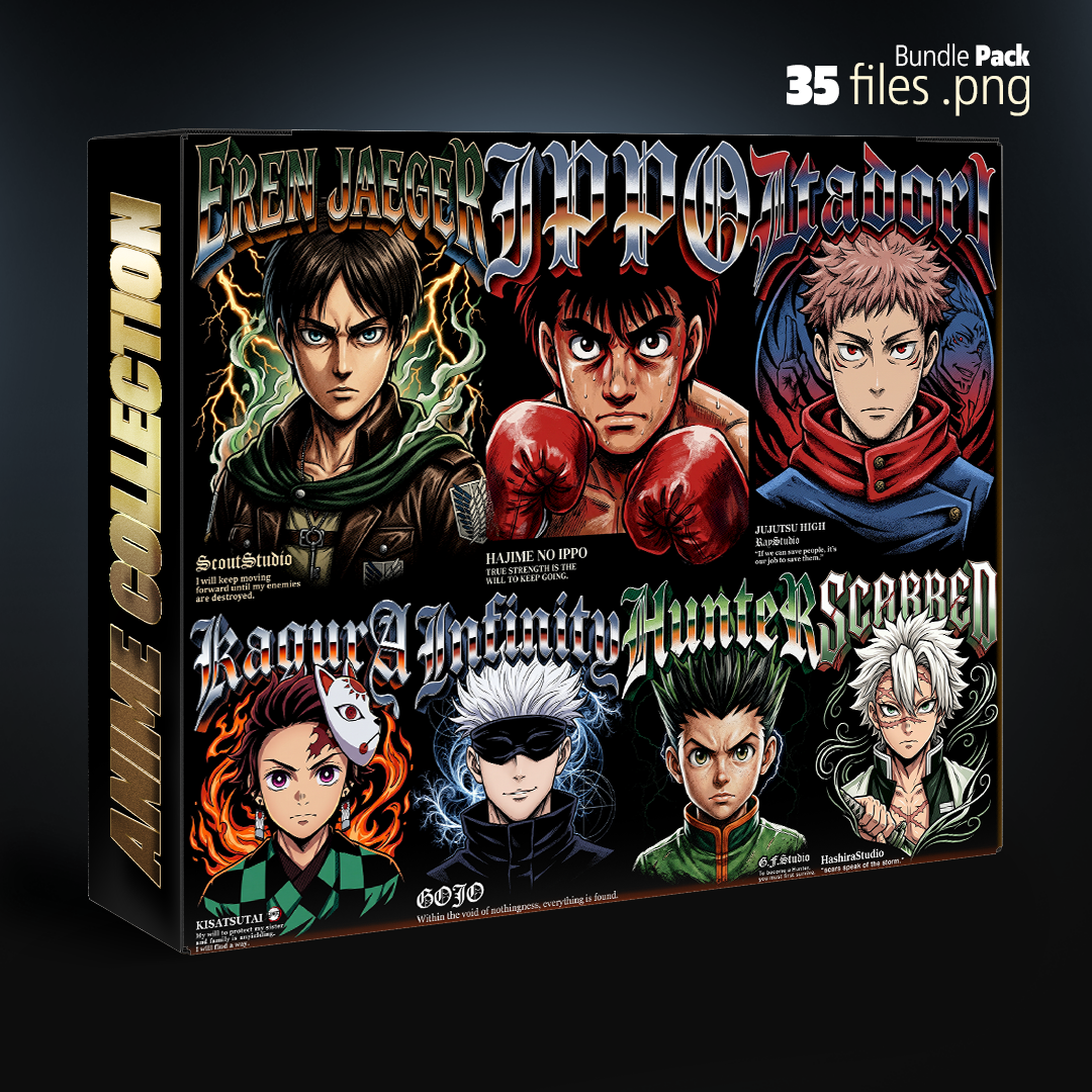 NEW Bundle Pack of anime. Designs for DTF halftones