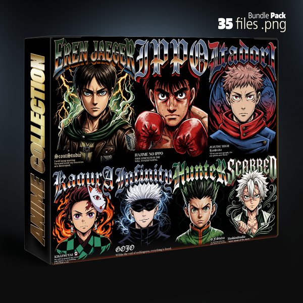 NEW Bundle Pack of anime. Designs for DTF halftones