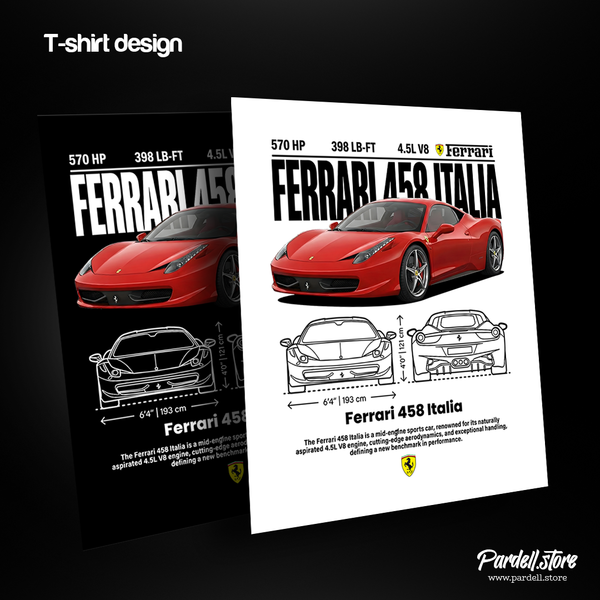 Digital file - Car t-shirt design Ferrari 458 italia
