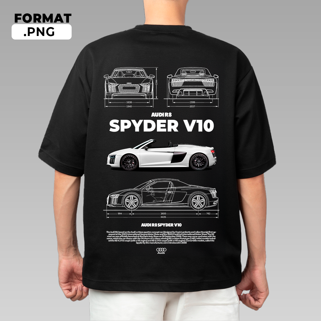Car design for t-shirt, graphic, audi spyder vector for print