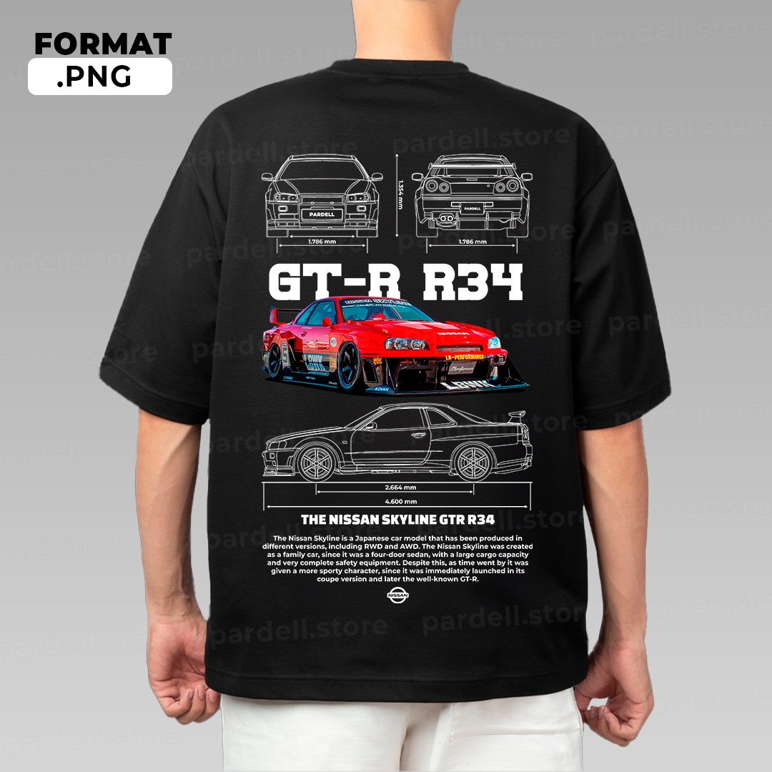 Nissan GT-R R34 Liberty Walk / T-shirt design