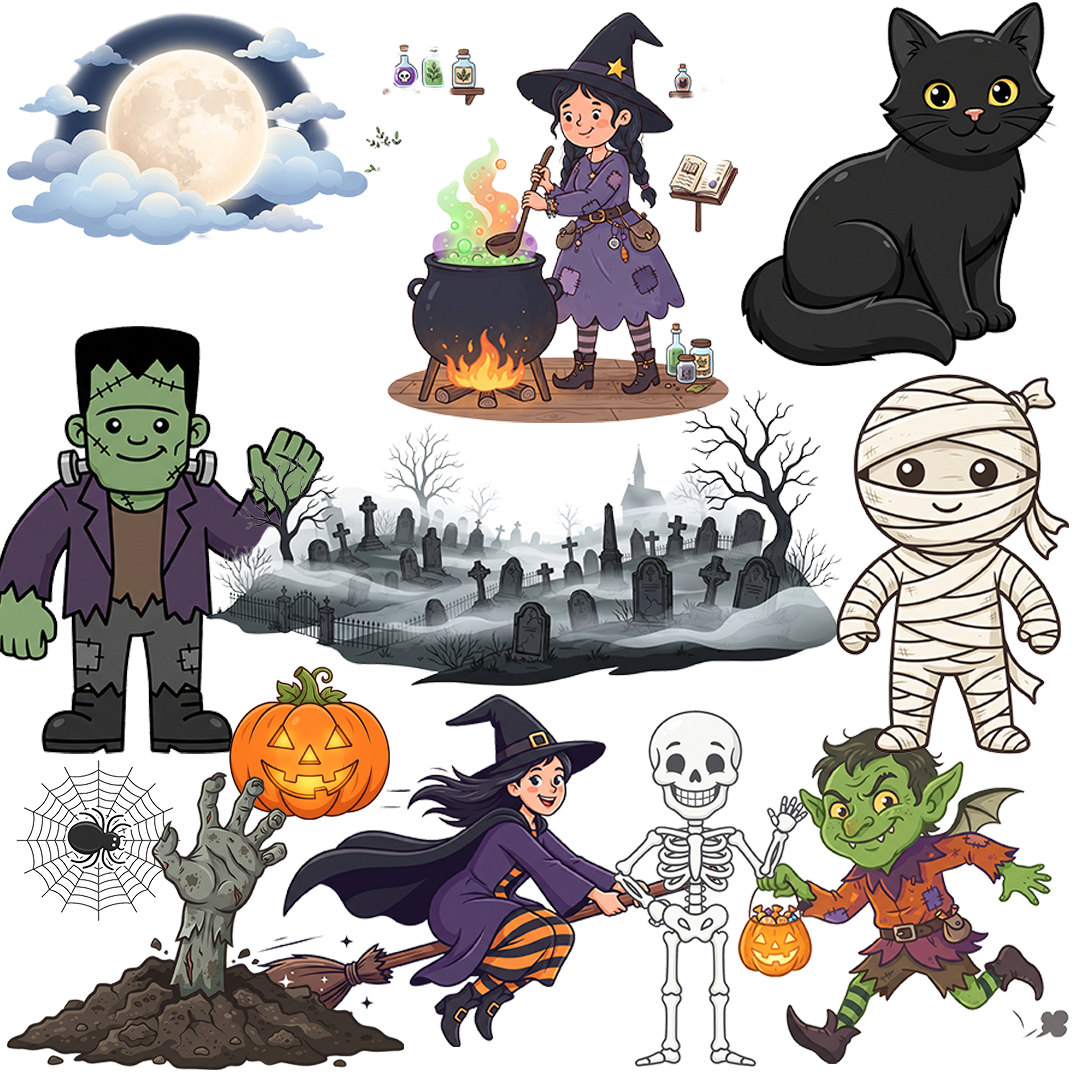 50 Clipart imagenes PNG de Halloween