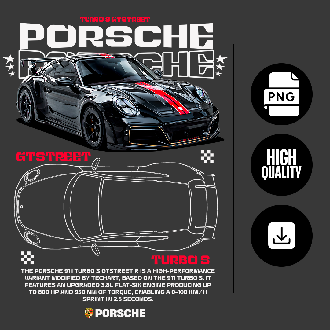 car t-shirt design - porsche 911 Turbo s