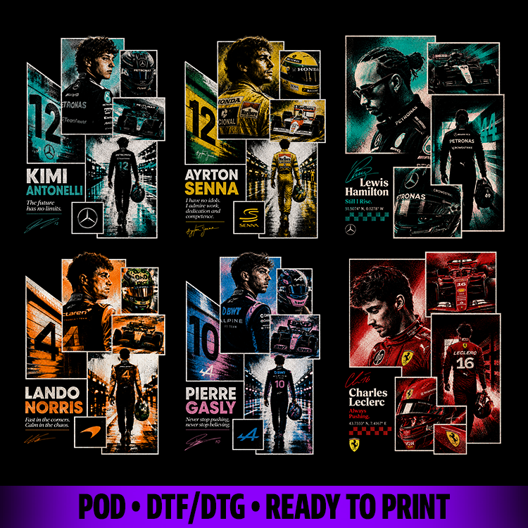 Pack collection Drop F One for tshirts halftone