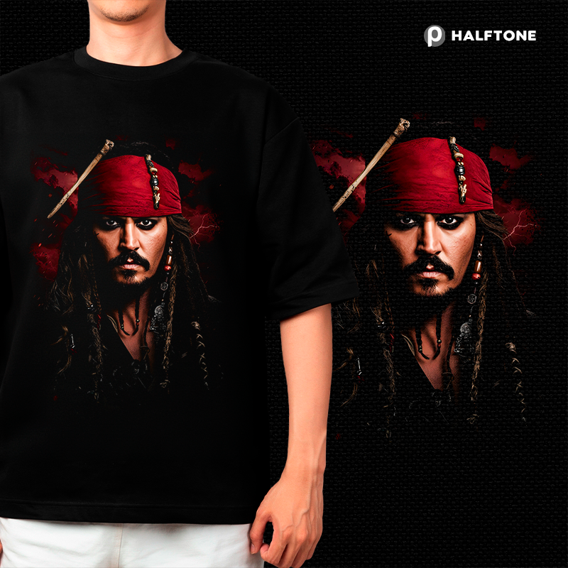 Halftone - Pirate Sparrow t-shirt design