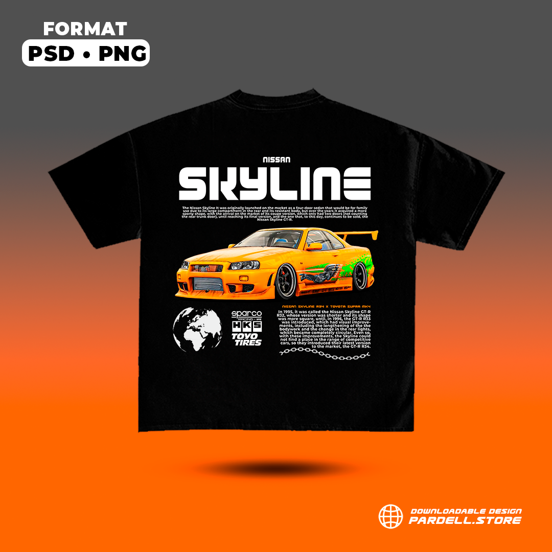 Template Nissan Skyline R34 x Supra MK4 / T-shirt design editable