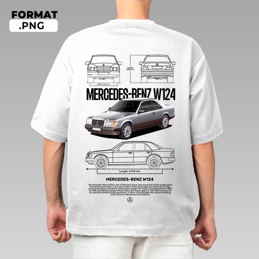 Mercedes-Benz W124 - T-shirt design