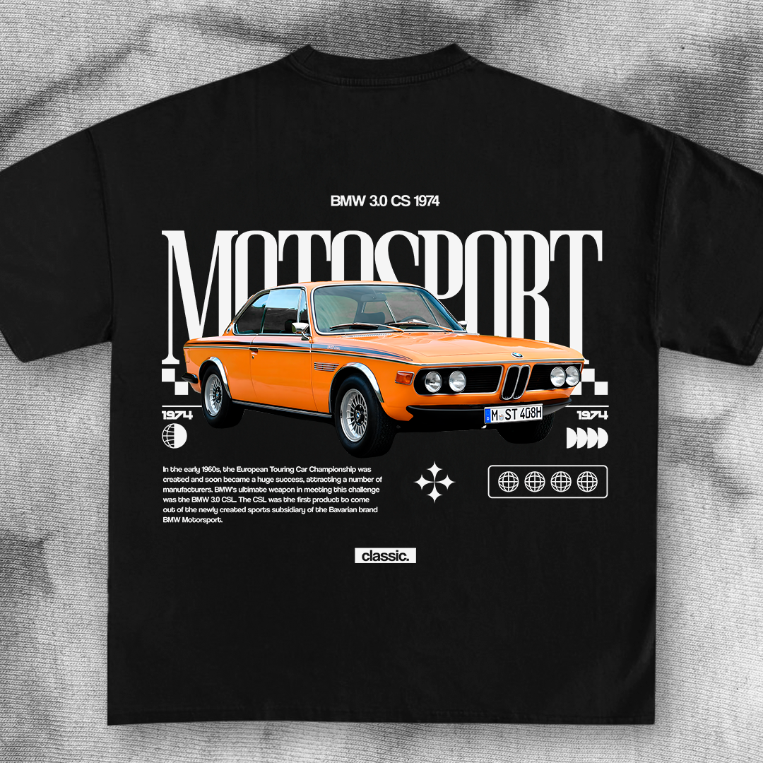 car t-shirt design - bmw 3.0 cs 1974