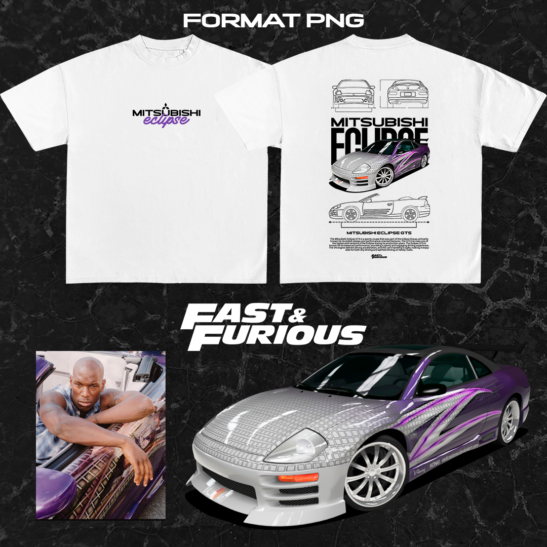 Mitsubishi Eclipse Spyder GTS Fast & Furious - T-shirt design