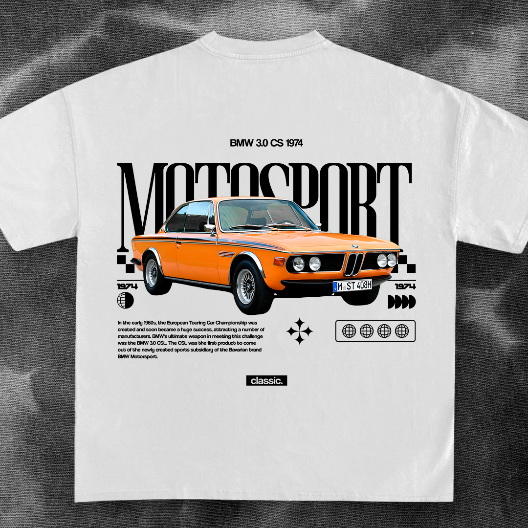 car t-shirt design - bmw 3.0 cs 1974