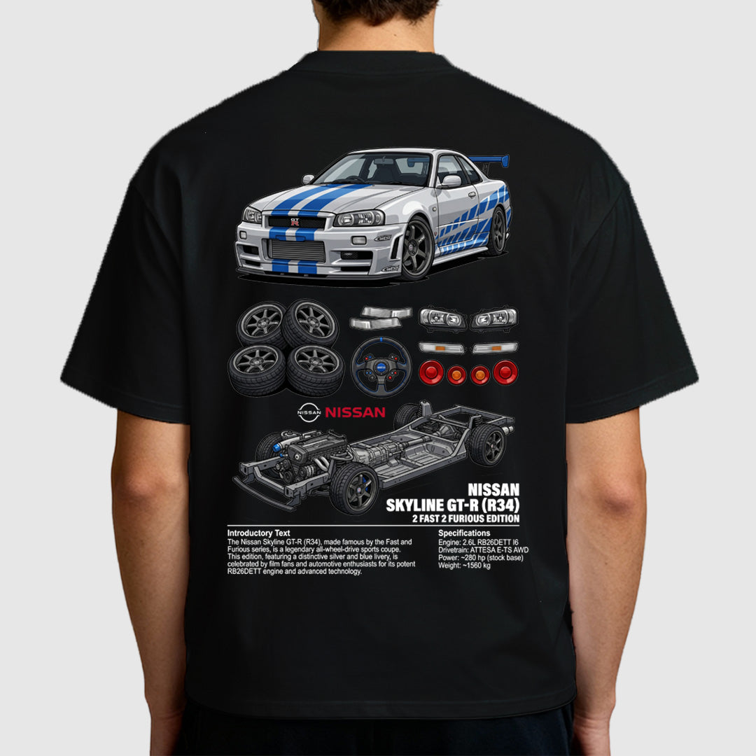Digital artwork Nissan Skyline r34 t-shirt design