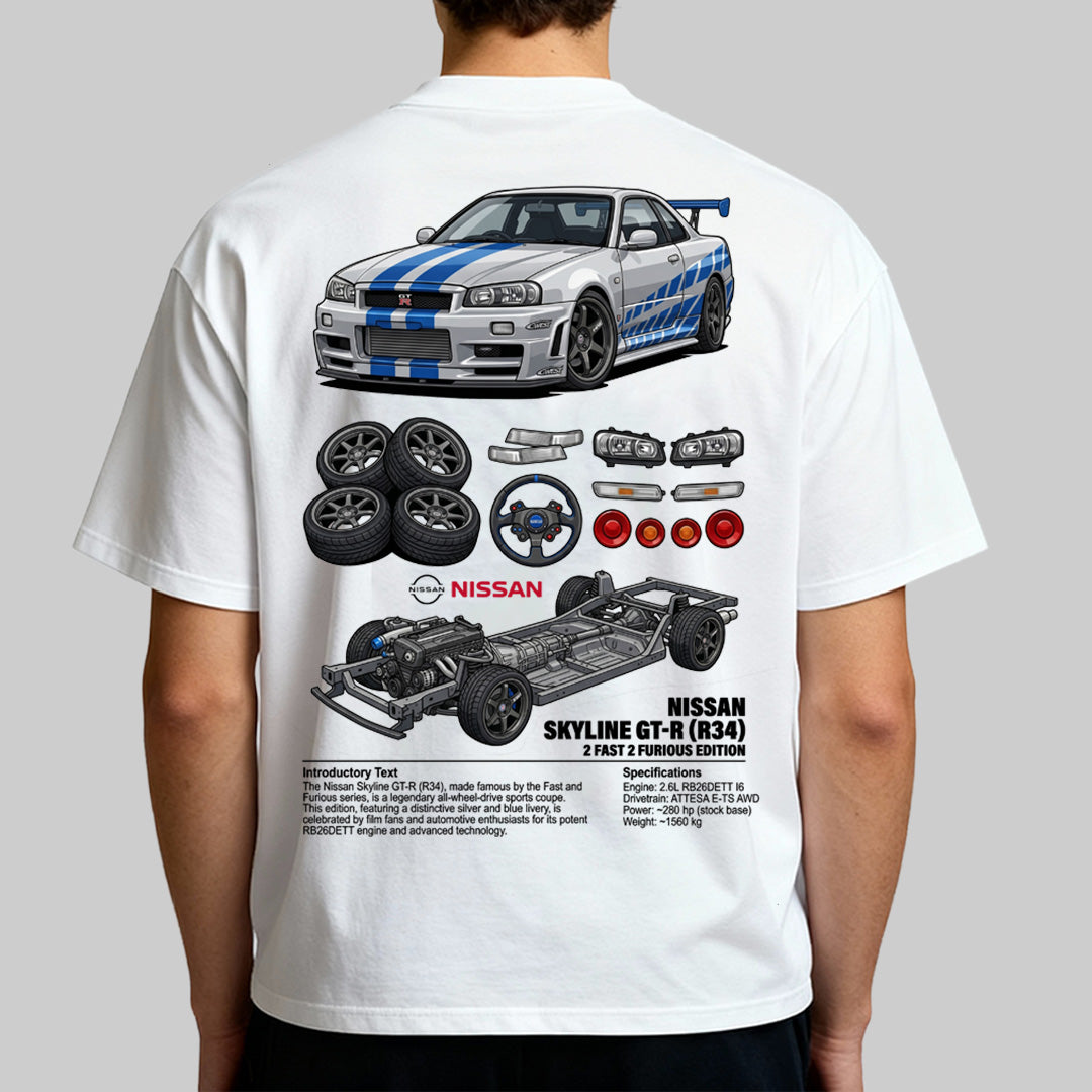 Digital artwork Nissan Skyline r34 t-shirt design