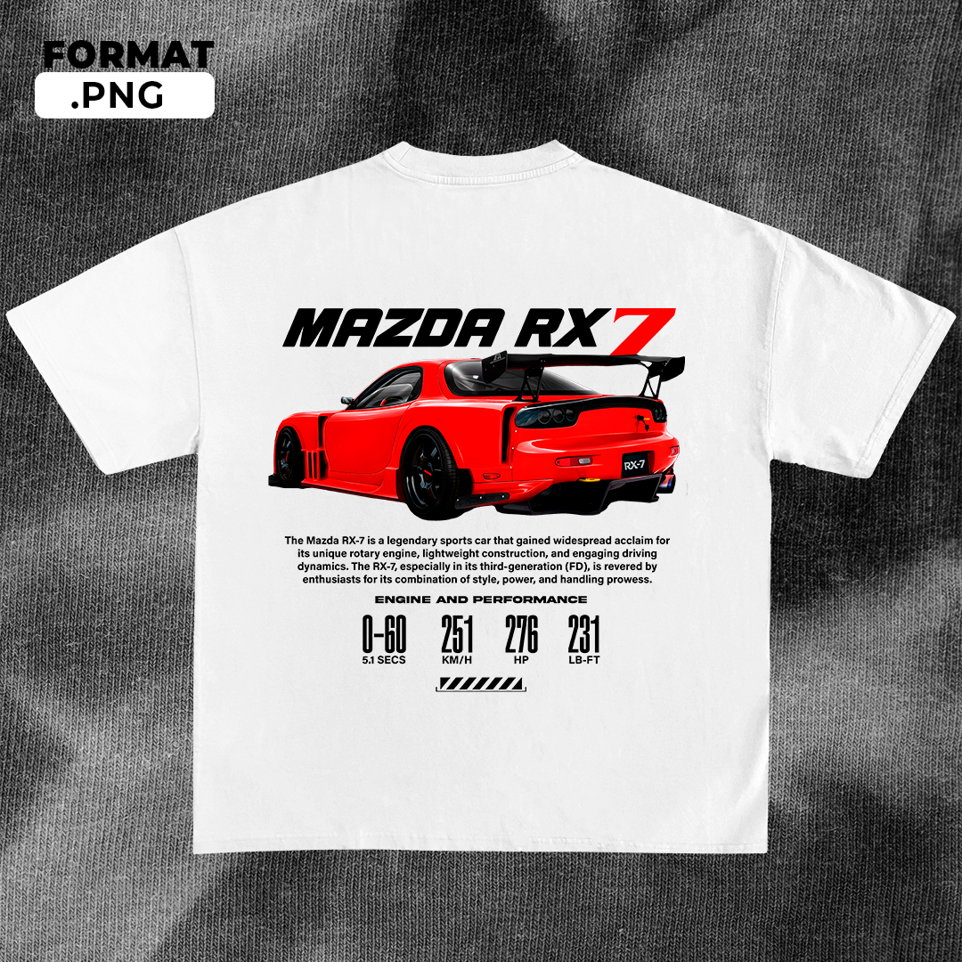 Mazda RX-7 Red - t-shirt design