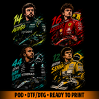 Iconic drivers f1 t-shirt design DTF halftone to print