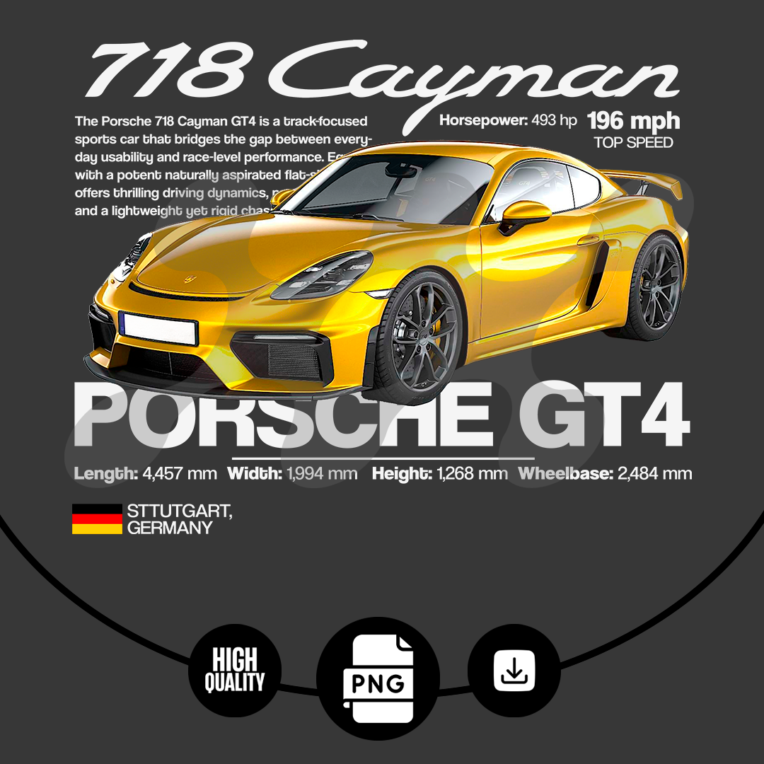 Template Porsche GT4 718 cayman - t-shirt design