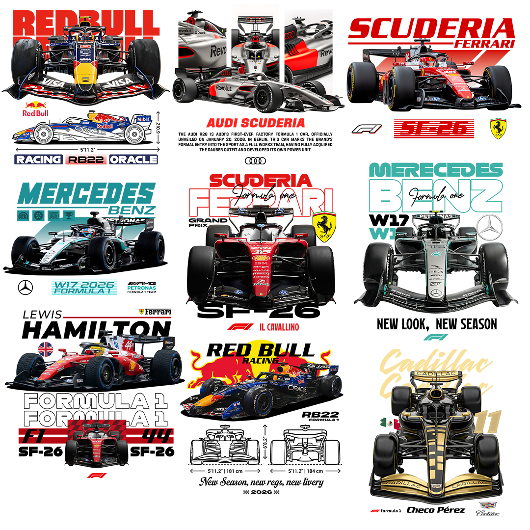 Pack F1 season 2026 - t-shirt designs